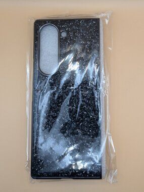 Samsung Galaxy Z Fold 6 Silicone Hybrid Matte Glitter Case Shockproof-Black